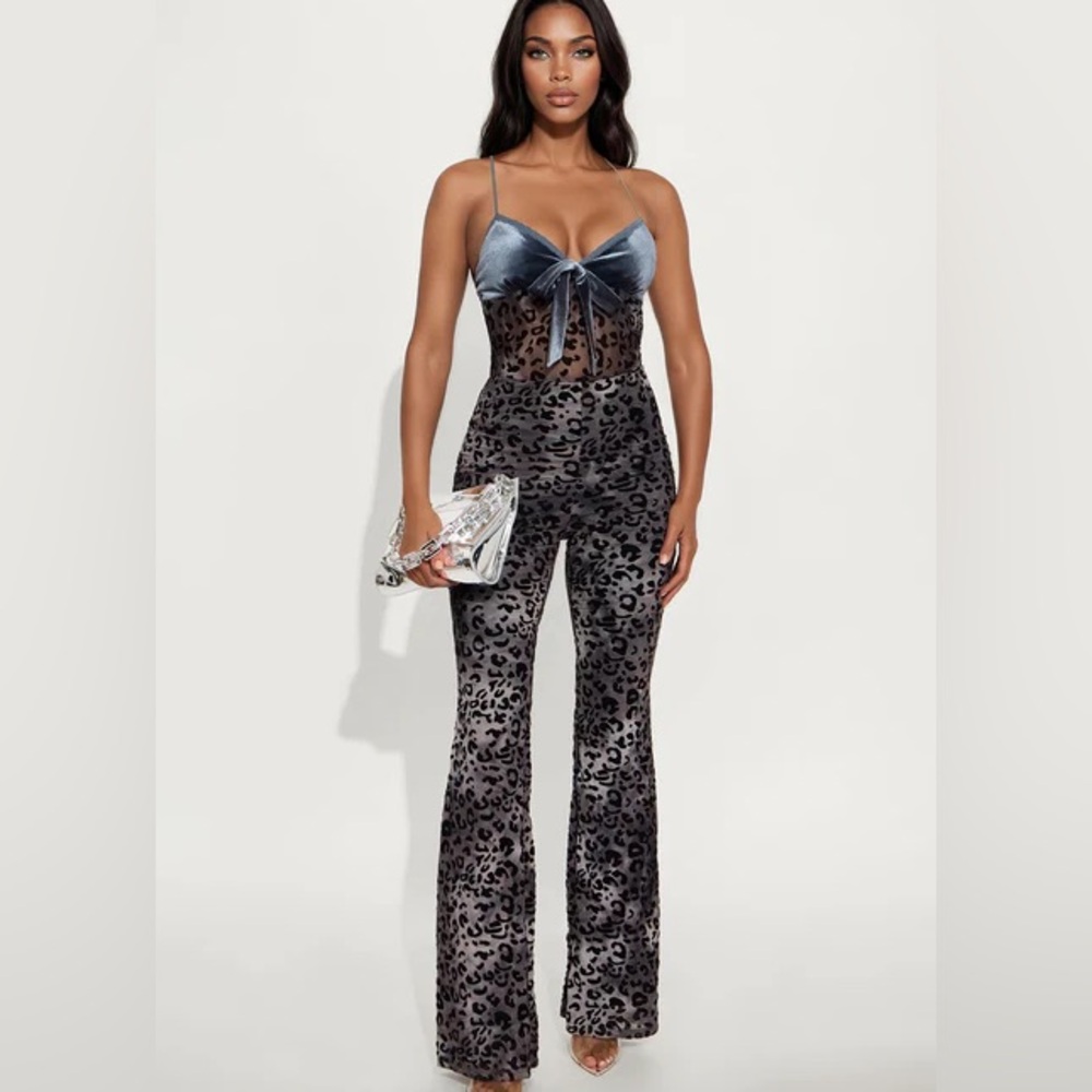 Without A Trace Leopard Print Mesh Jumpsuit NEW 🏷️